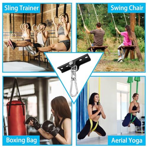 Metal 360°Swivel Swing Hangers,Heavy Duty Swing Suspension Hook,400 lbs Capacity Playground Gym Boxing Bag Hammock Chair Yoga Porch Swing Mount