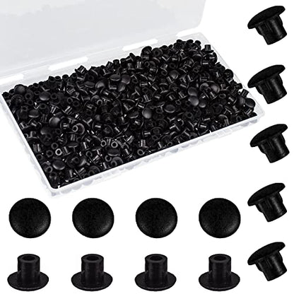 500Pcs 3/16 Inch Plastic Hole Plugs,5 mm Black Screw Cap Round Button Plugs, Cabinet Closet Cupboard Shelves Furniture Peg Pin Nail Drilling Hole Covers - color: Black, size: 500pcs*0.19"(5mm)