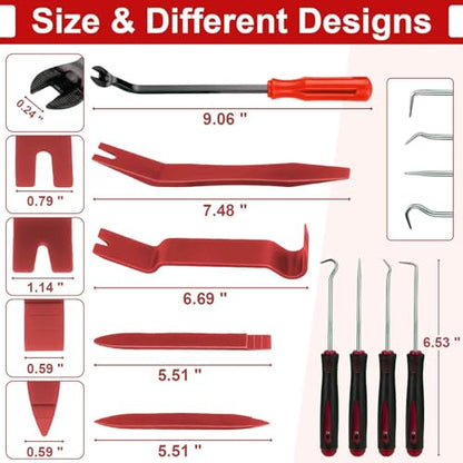 BFXM 9PCS Auto Trim Removal Tool kit, Clip Pry Tools Kit No Scratch - color: Red * 9PCS