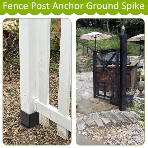 4 Pack 4x4 Fence Post Anchor Ground Spike Metal Post Base - size: 4 Pcs