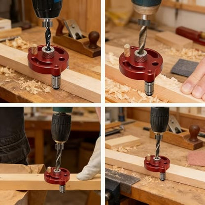 Self Centering Doweling Jig, Wood Drill Guide 2-10mm 8-Pcs Drill Jig Kit for Straight Holes, Punching Positioner Woodworking Tool, Cabinet, DIY Woodworking Projects
