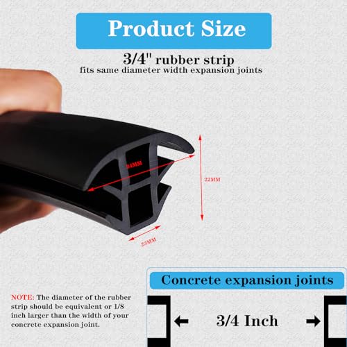 Concrete Expansion Joint Strips Filler Rubber Seal Crack Repair - size: 3/4" Wide, 20Ft Long