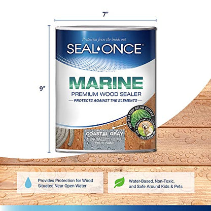 SEAL-ONCE Marine Ready Mix Wood Sealer and Stain, Coastal Gray, 1 Gallon - color: Coastal Gray, size: 1 Gallon