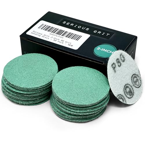 Serious Grit - 2-Inch P80 Grit Hook & Loop Sanding Discs - 50 Pack - style: 80 Grit