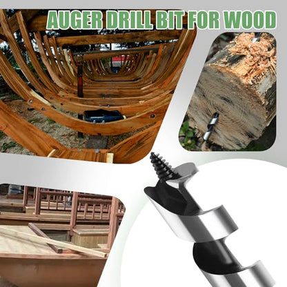 0.94 x 23.6 Auger Drill Bit for Wood,24x600mm Hex Shank Ship Auger Bit - size: 0.94 in x 23.6 in