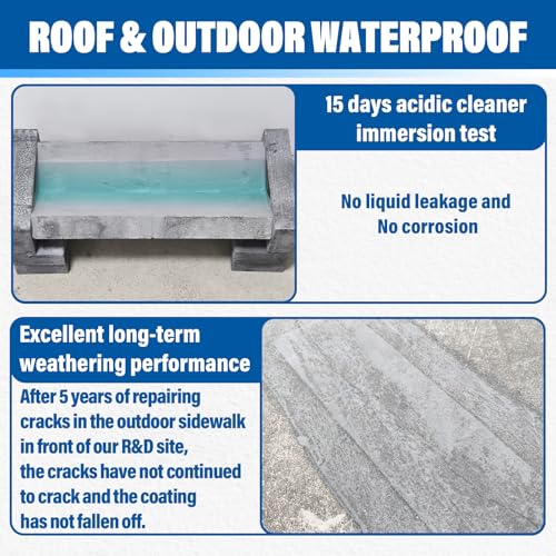 5 Gallon Roof/Outdoor Waterproof Coating Sealant Water-Based Durable Waterproof Agent Multi-Surface Leak Repair (5 Gallon) (Grey)