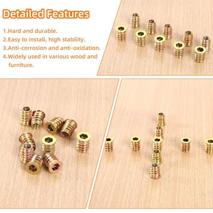 3/8-16 x 25mm Wood Inserts Bolt Furniture Screw in Nut Threaded Fastener Connector Hex Socket Drive for Wood Furniture, 25 PCS - size: 3/8-16 x 25mm