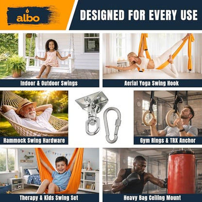 Albo Heavy Duty Swing Hangers 2 Pack, 2650 LBS - color: Silver, size: 2 Pieces