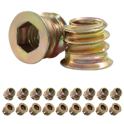 Jiozermi Threaded Insert Nuts M6x10mm, 20 Pcs - size: M6x10mm