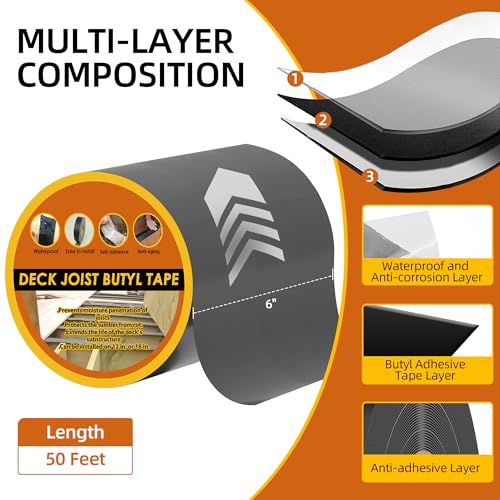 Butyl Deck Joist Tape 6" x 50' 4 Pack - size: 6inch- 4pack
