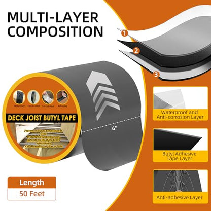 Butyl Deck Joist Tape 6" x 50' 1 Pack - size: 6inch- 1pack