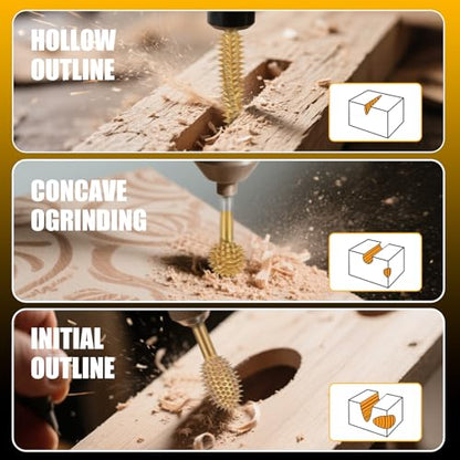 CAELUM Titanium-Coated Sphere Carbide Rotary Burr, 1/8" Coarse Carving Kit - color: Titanium Coated Sphere