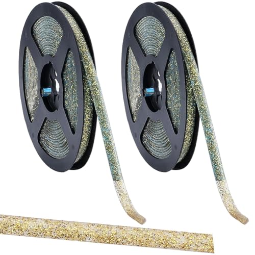 GORGECRAFT 2 Rolls Gold Caulk Tape Self Adhesive Bathroom Sealant Strip Caulking Sealing Moulding Trim Strips Tapes for Kitchen Sink Countertop Toilet Windows Ceiling Mirror Wall Edge 19.7Ft x 0.3In - color: Gold