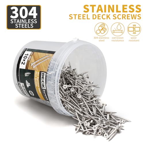 304 Stainless Steel Wood Screws, Flat Head T25 Torx Drive Deck Screws, #10x2 Inch for Wood, Decking and Fence, 5lb - size: 10x2'', style: 5lb