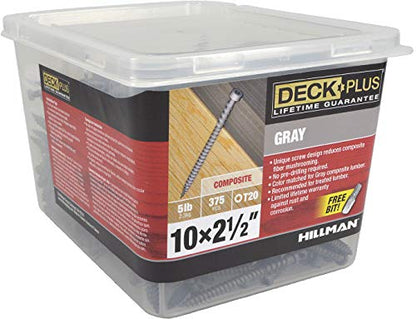 Deck Plus Gray Star-Drive Composite Deck Screws #10 x 2-1/2", 375 Pk