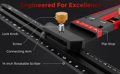 Stair Tread Template Tool (Red/Black) Stair Tread Measuring Tool - Stair Tread Jig - Stair Tread Gauge - Modern Stair Template Tool - color: RED/BLACK