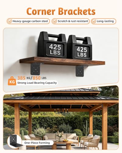 4PCS L Brackets Heavy Duty, 4X4X3.5 L Brackets for Wood Black