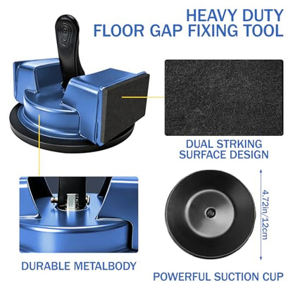 Floor Gap Fixer Tool with Rubber Mallet - Heavy Duty Iron Floor Gap Repair Tool Kit - Professional Plank Grabber with Left & Right Striking Sides for Laminate, Vinyl & Hardwood Floors (Blue)
