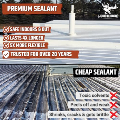 Liquid Rubber Color Roof Sealant - Flat & Metal, White, 5 Gallon - color: White, size: 5 Gallon