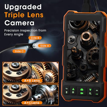 Triple Lens Borescope for Mechanic Automotive HVAC Wall Inspections - size: 5" Triple Lens-16.5FT