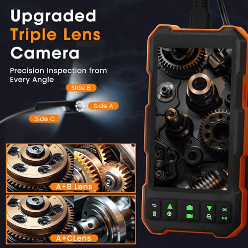 Triple Lens Borescope for Mechanic Automotive HVAC Wall Inspections - size: 5" Triple Lens-16.5FT