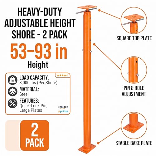 2 Pack Adjustable House Floor Jack 53"-93", 18000 lbs Basement Jack