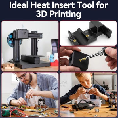 Heat Set Insert Kit 665PCS Threaded Inserts with 60W Soldering Iron, M4 Nuts, Quick Change Tips, Tweezers & Stand for 3D Printing, Plastic Thread Repair and DIY Projects - size: M4-665
