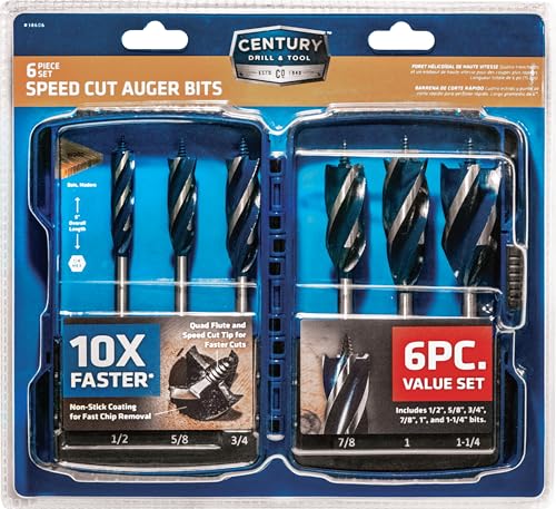 Century Drill & Tool 38606 Speed Cut Auger Bit Set, 6 Piece - size: 6-Piece Set