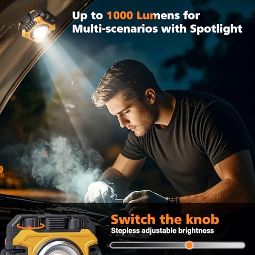 Samyoung 2-Pack 2400LM Magnetic Rechargeable Work Light, Up to 80 Hours