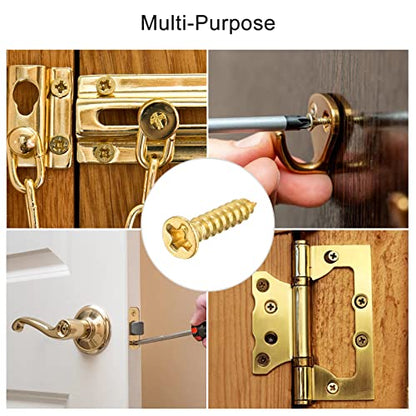 uxcell Brass Wood Screws, M2x12mm Phillips Flat Head Self Tapping Connector for Door Hinges, Wooden Furniture, Home Appliances 50Pcs - size: M2x12mm