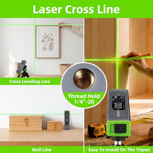 3-in-1 Digital Level LCD Display, Aluminum Angle Finder with Magnetic, Laser Level with 100Ft Laser cross line & Wall Line for Hanging Frames & Picture, USB-C Rechargeable