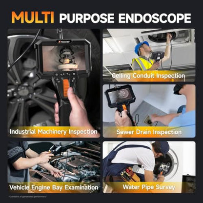 FOXWELL Dual Lens 2-Way Articulating Borescope, 0.25in Ultra Slim Endoscope - size: 6.5mm