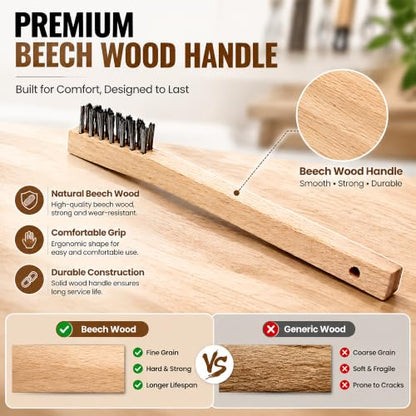 HOYIN 20 Pack Wire Brush, 8 Inch Hand Wire Brush with Beech Wood Handle