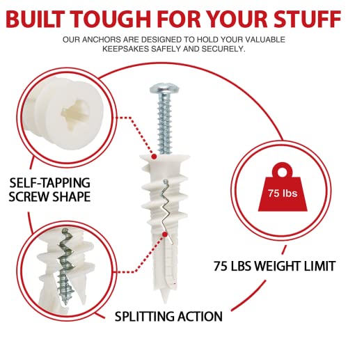 20PCS #8 Self Drilling Drywall Anchors and Screws Assortment Kit