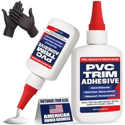 PVC Trim Glue & Adhesive - Dries White, Bonds Fast, Weather & UV Resistant