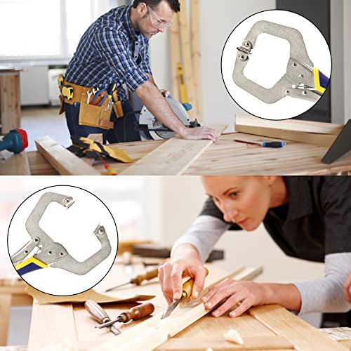 Hiceeden 2 Pack 11" Metal Face Clamps with Swivel Pad, Adjustable C Clamp with Rubber Handle, Welding Clamps Vise for Woodworking, Cabinetry, Carpentry, Repair, Pocket Hole Joinery