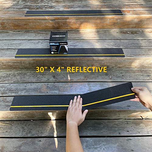 COSIMIXO 4" x 30" 10Pack Anti Slip Stair Tread with Reflective Strips,Best Grip Non Skid Tape,Anti-Skid Tape, High Traction Adhesive for Stairs Step - size: 4" x 30" 10-Pack