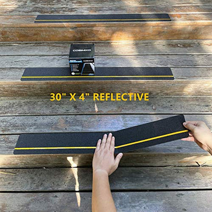 COSIMIXO 4" x 30" 10Pack Anti Slip Stair Tread with Reflective Strips,Best Grip Non Skid Tape,Anti-Skid Tape, High Traction Adhesive for Stairs Step - size: 4" x 30" 10-Pack
