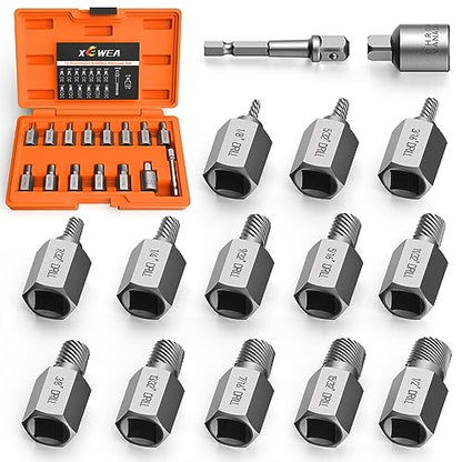 XEWEA Upgrade 3/8" Drive 15 Piece Screw Extractor Set - color: 15pcs