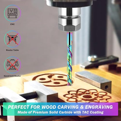 UP&Down Compression Router Bit 1/4" Shank, Extra Long 4" OVL, 2" Cutting Length, Solid Carbide Spiral Router Bits CNC End Mill with TAC Coating for Wood Milling Cutters - size: 1/4" Dia - 2" CL -1/4" Shank, style: COMPRESSION CUT