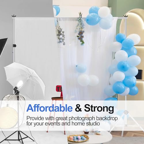 EMART Backdrop Stand 10x7FT Adjustable Back Drop Stand for Party -Silver - color: Sliver, size: 10x7ft
