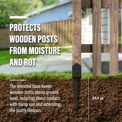 6 Pack 31.5"x4"x4" Heavy Duty Fence Post Anchor Ground Spike (S6) - size: 32IN