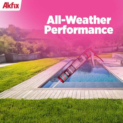 Akfix 918N Gray 100% Silicone Caulk for Kitchen and Bathroom (12x10.5 fl.oz.) - Solvent-Free, Low Odor, UV & Water Resistant, Fast Curing, Non-sag, High Elasticity Silicone Sealant | Grey, 12 Pack - size: 12 Pack, style: Kitchen&Bath Silicone-Gray