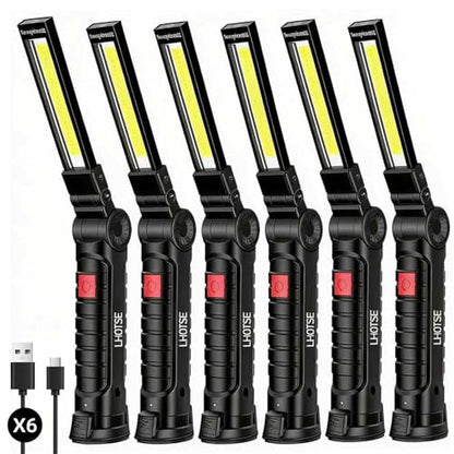 LHOTSE Rechargeable LED Work Light/Flashlight for Mechanic(6 Pack) - color: Black 6 Pack