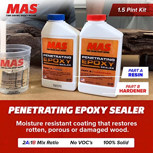 MAS Epoxies Penetrating Epoxy Resin Wood Sealer, 1.5 Pint - size: 1.5 Pint