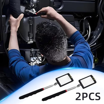 2Pcs Telescoping Lighted Inspection Mirror, Extendable Inspection Mirror