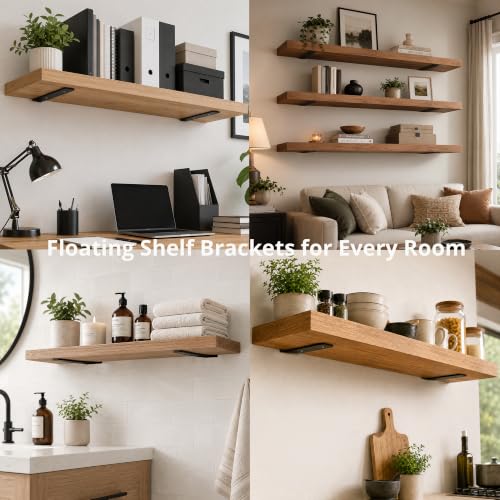 10 Inch Heavy Duty Floating Shelf Brackets 2 Pack Black Shelf Supports - size: 2 Pack
