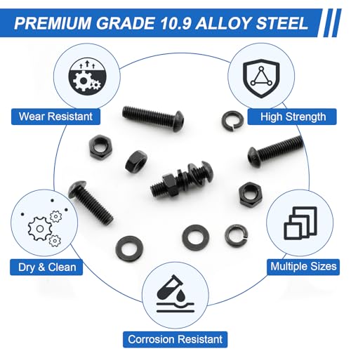 1000Pcs UIETUIL M3 Hex Socket Button Head Screws Kit, M3x6-30mm, 10.9 - size: M3 Button 10.9 - 1000PCS