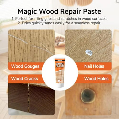 Wood Filler, Stainable All‑Purpose Repair, Natural, 5.29 Oz (150g) - color: Natural, size: 150g