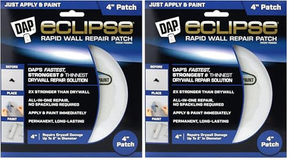 DAP 7079809163 Repair Eclipse Wall Patch, 4 Inch, Clear,White (Pack of 2) - size: 4 Inch (Pack of 2)